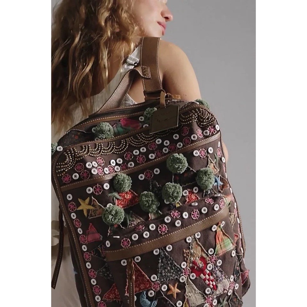 NWT We The Free People The Falls Bexley Embroidered Square Backpack Stunning